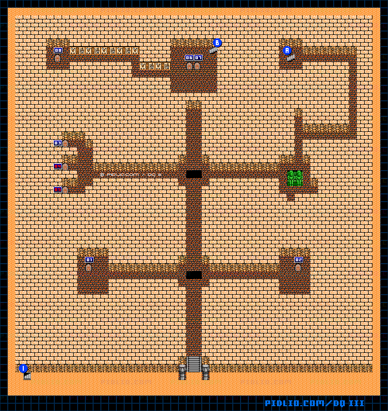 ピラミッド1Fのマップ画像 ／ FC版ドラゴンクエストIII攻略 ─ pidlio.com