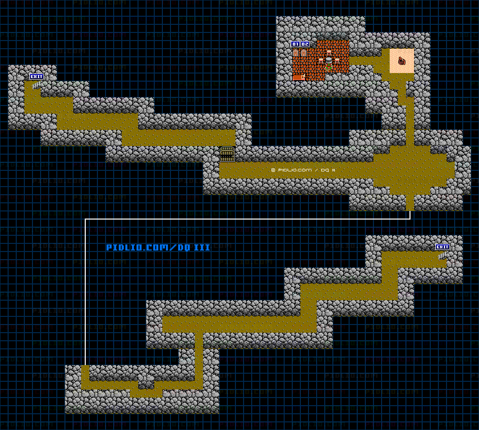 ノルドの洞窟のマップ画像 ／ FC版ドラゴンクエストIII攻略 ─ pidlio.com