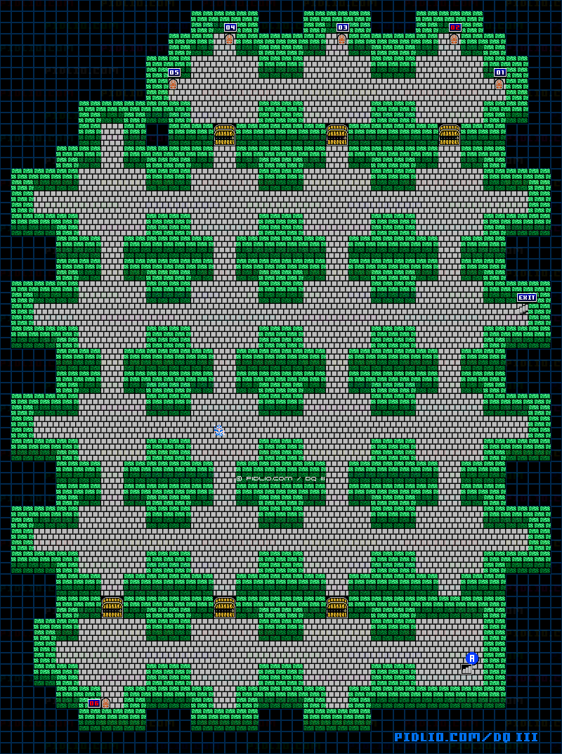 バハラタ東の洞窟B1のマップ画像 ／ FC版ドラゴンクエストIII攻略 ─ pidlio.com