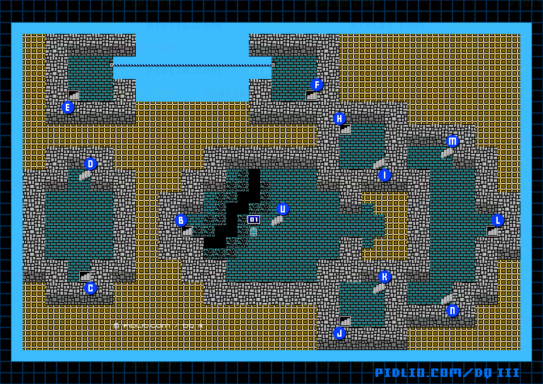 ガルナの塔2Fのマップ画像 ／ FC版ドラゴンクエストIII攻略 ─ pidlio.com