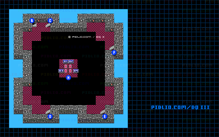 アープの塔3Fのマップ画像 ／ FC版ドラゴンクエストIII攻略 ─ pidlio.com