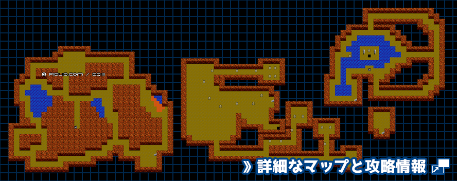 サマンオサ南の洞窟の簡易マップ画像 ／ FC版ドラゴンクエスト3攻略 ─ pidlio.com