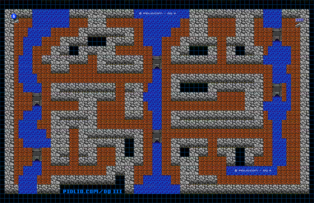 ネクロゴンドの洞窟B1のマップ画像 ／ FC版ドラゴンクエストIII攻略 ─ pidlio.com