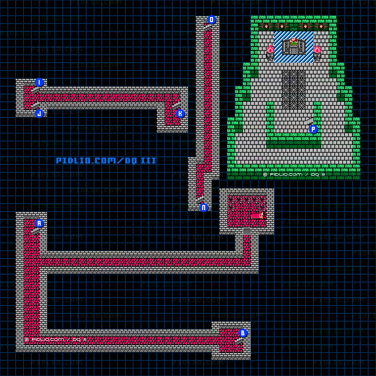 バラモス城B1のマップ画像 ／ FC版ドラゴンクエストIII攻略 ─ pidlio.com