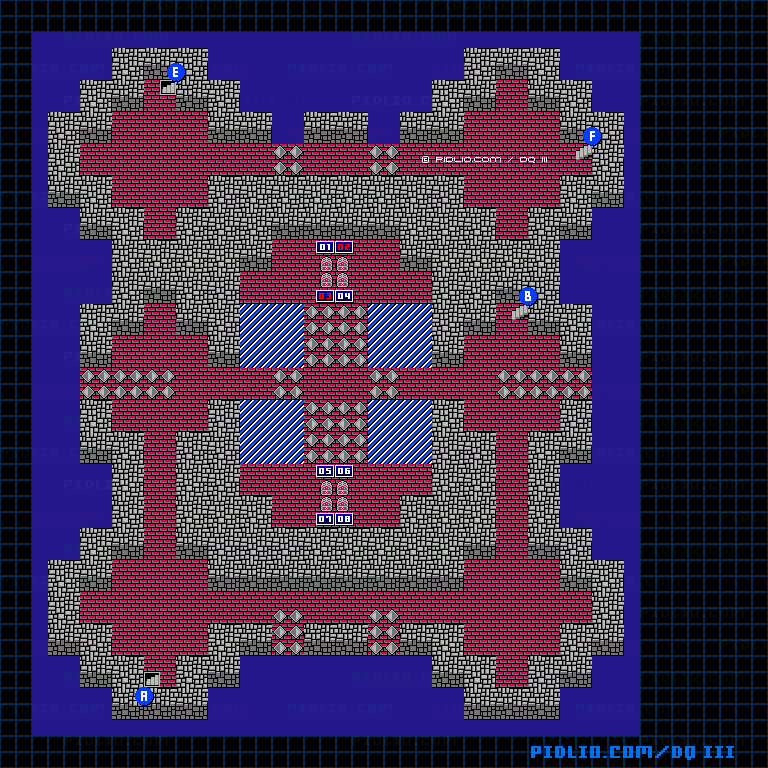 ルビスの塔2Fのマップ画像 ／ FC版ドラゴンクエストIII攻略 ─ pidlio.com