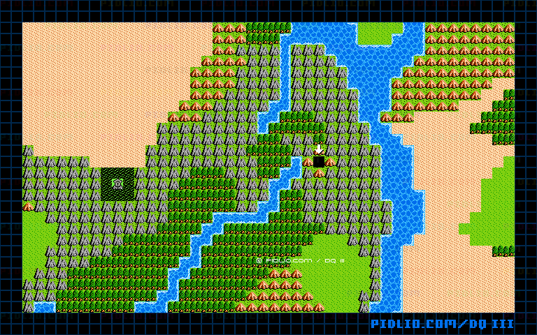火山のマップ画像 ／ FC版ドラゴンクエストIII攻略 ─ pidlio.com