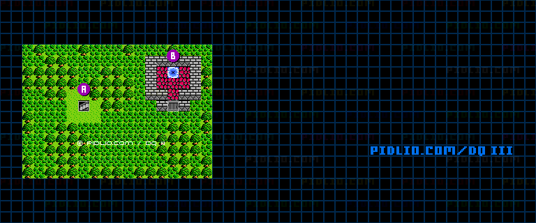 レーベ南の森のマップ画像 ／ FC版ドラゴンクエストIII攻略 ─ pidlio.com