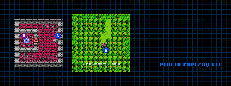 ロマリア南のほこらのマップ画像 ／ FC版ドラゴンクエストIII攻略 ─ pidlio.com