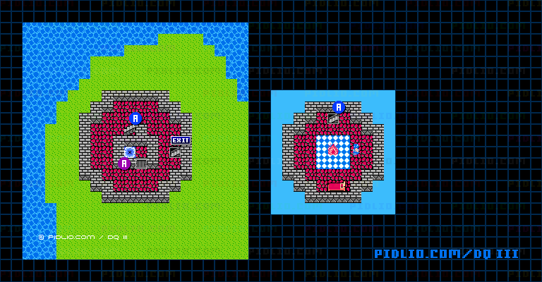 イシス北のほこら（ポルトガの灯台）のマップ画像 ／ FC版ドラゴンクエストIII攻略 ─ pidlio.com