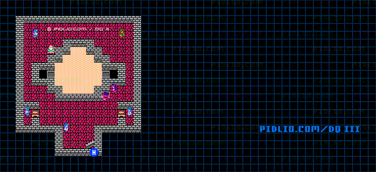 ロマリアの城・モンスター格闘場のマップ画像 ／ FC版ドラゴンクエストIII攻略 ─ pidlio.com