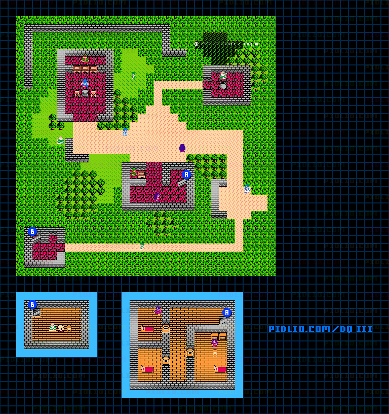 ノアニールの村のマップ画像 ／ FC版ドラゴンクエストIII攻略 ─ pidlio.com