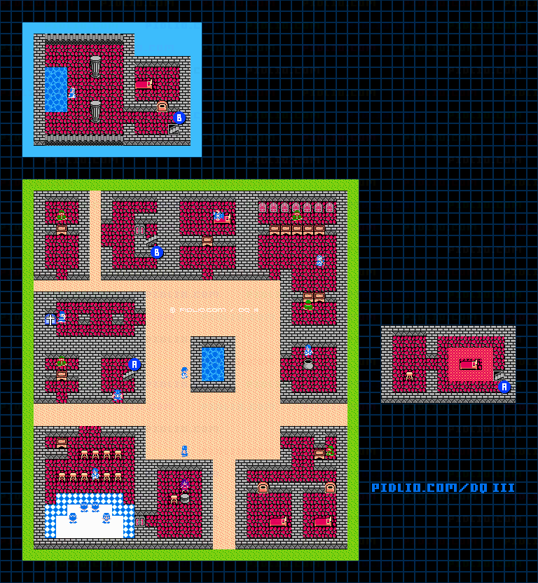 アッサラームの町のマップ画像 ／ FC版ドラゴンクエストIII攻略 ─ pidlio.com