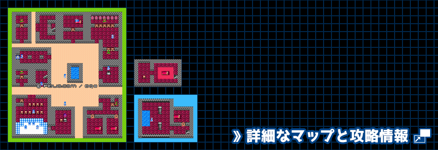 アッサラームの町の簡易マップ画像 ／ FC版ドラゴンクエスト3攻略 ─ pidlio.com