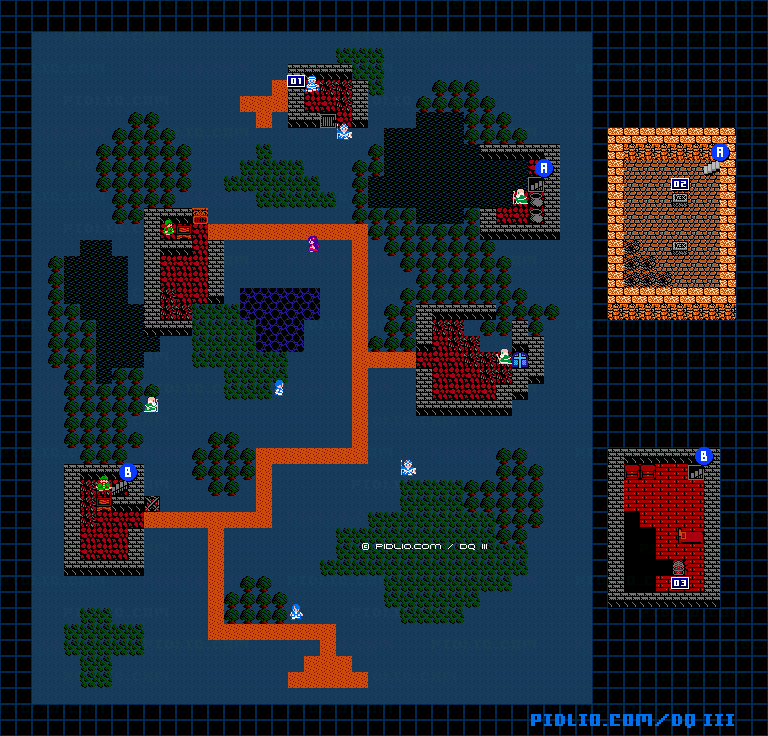 テドンの村のマップ画像 ／ FC版ドラゴンクエストIII攻略 ─ pidlio.com