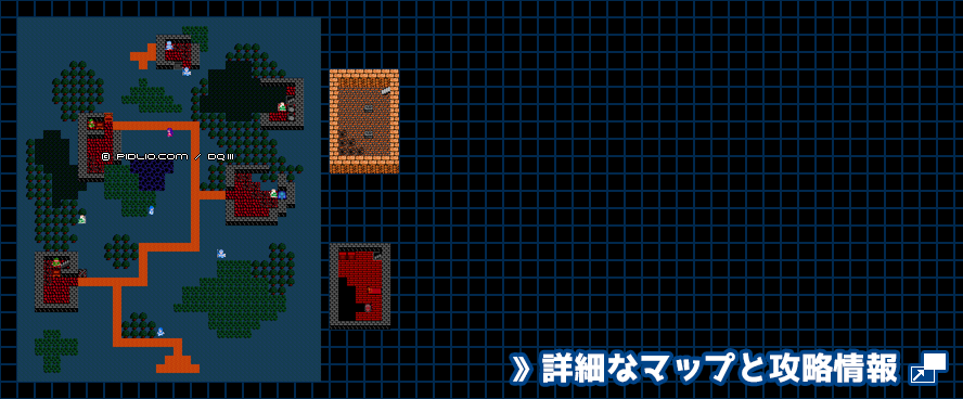 テドンの村の簡易マップ画像 ／ FC版ドラゴンクエスト3攻略 ─ pidlio.com