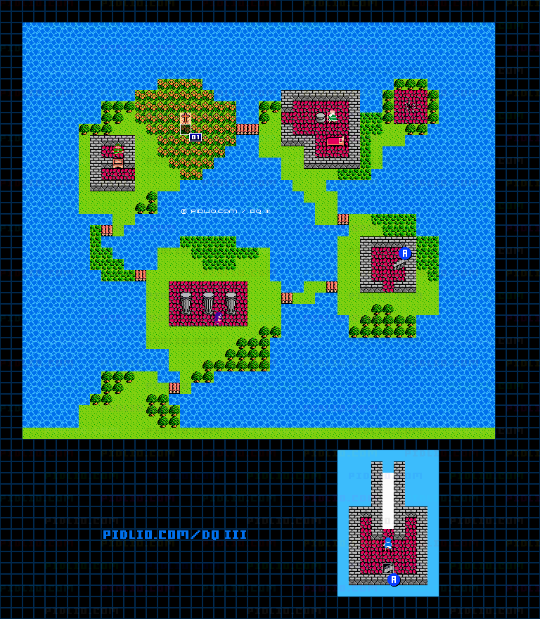 ルザミの村のマップ画像 ／ FC版ドラゴンクエストIII攻略 ─ pidlio.com