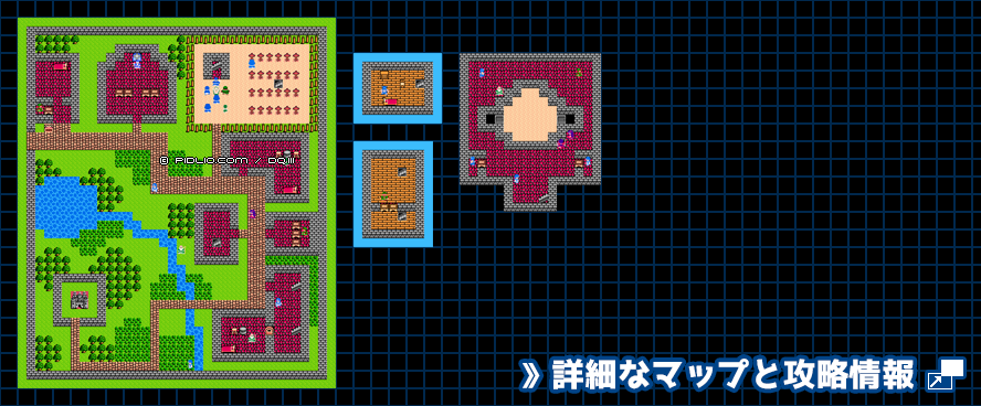 サマンオサ城下町の簡易マップ画像 ／ FC版ドラゴンクエスト3攻略 ─ pidlio.com