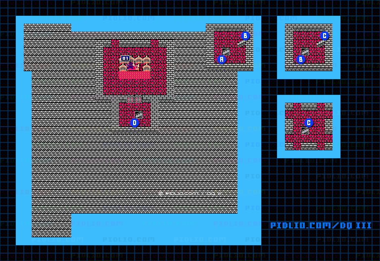サマンオサの城2F～4Fのマップ画像 ／ FC版ドラゴンクエストIII攻略 ─ pidlio.com