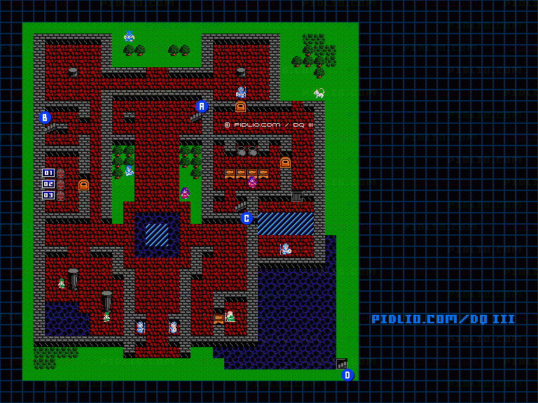 ラダトームの城1Fのマップ画像 ／ FC版ドラゴンクエストIII攻略 ─ pidlio.com