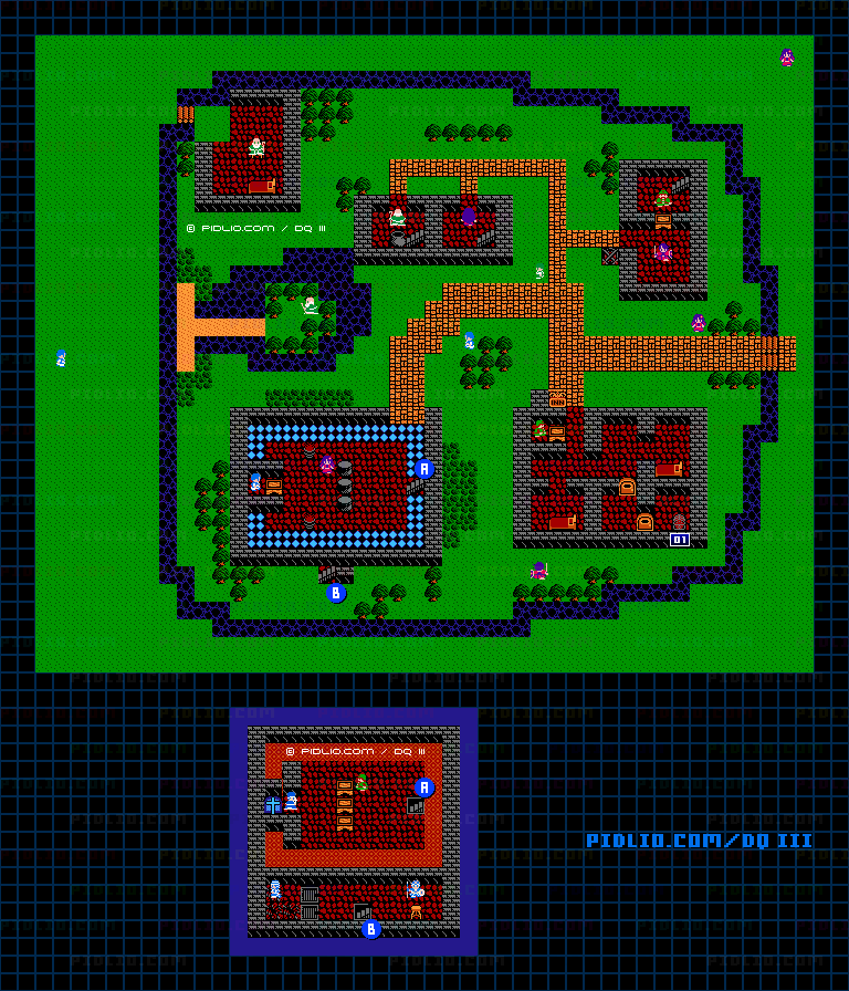 リムルダールの町のマップ画像 ／ FC版ドラゴンクエストIII攻略 ─ pidlio.com