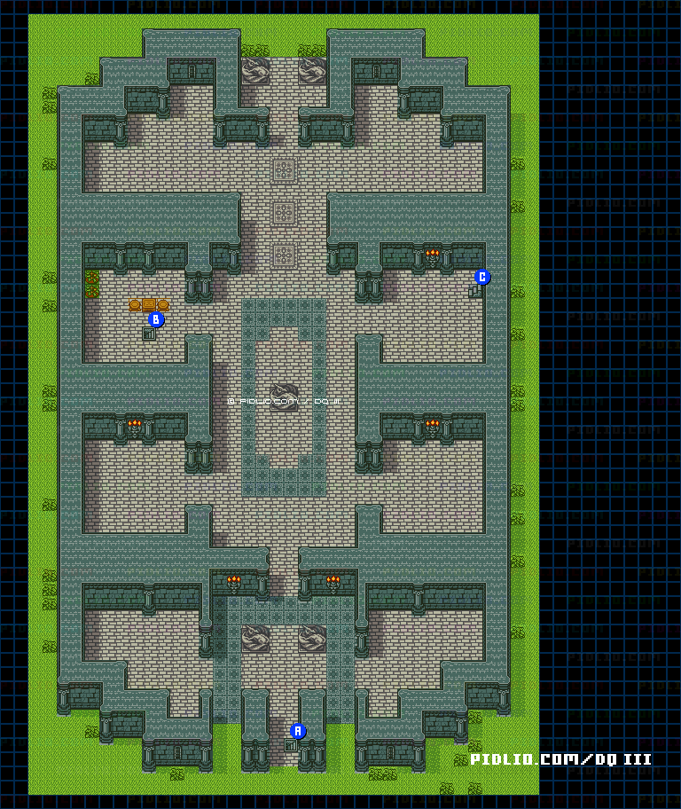 ナジミの塔・1階のマップ画像 ／ GB版ドラゴンクエスト3攻略 ─ pidlio.com