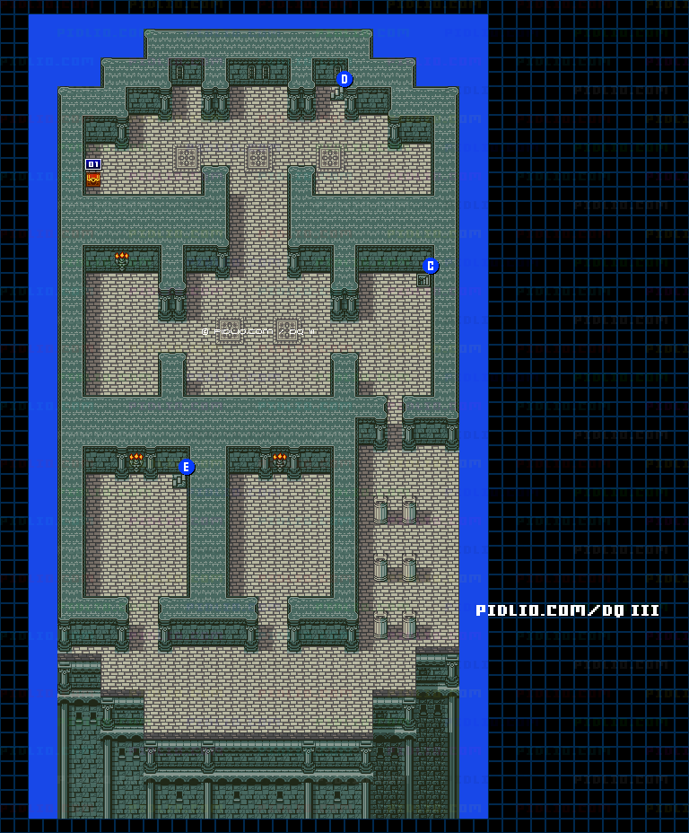 ナジミの塔・2階のマップ画像 ／ GB版ドラゴンクエスト3攻略 ─ pidlio.com