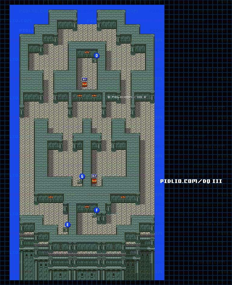 ナジミの塔・3階のマップ画像 ／ GB版ドラゴンクエスト3攻略 ─ pidlio.com