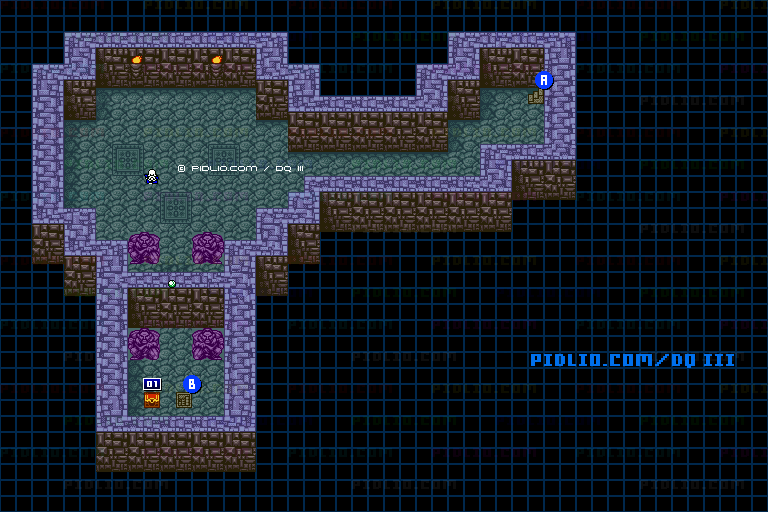 いざないの洞窟・地下1階のマップ画像 ／ GB版ドラゴンクエスト3攻略 ─ pidlio.com