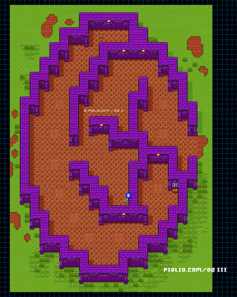 シャンパーニの塔・1階のマップ画像 ／ GB版ドラゴンクエスト3攻略 ─ pidlio.com