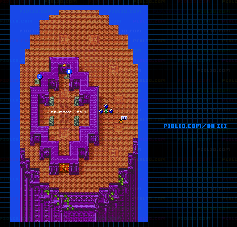 シャンパーニの塔・4階のマップ画像 ／ GB版ドラゴンクエスト3攻略 ─ pidlio.com