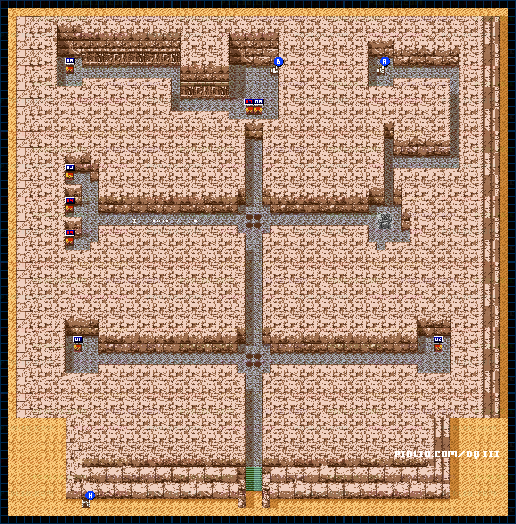 ピラミッド・1階のマップ画像 ／ GB版ドラゴンクエスト3攻略 ─ pidlio.com