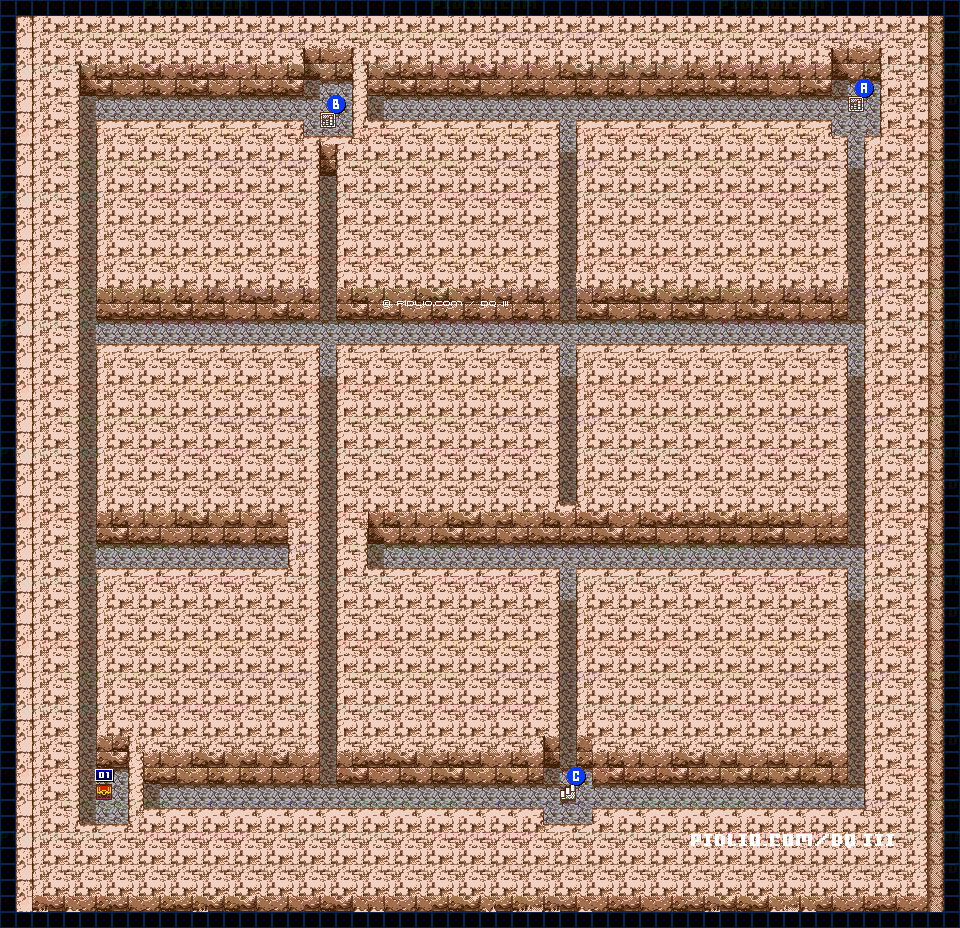 ピラミッド・2階のマップ画像 ／ GB版ドラゴンクエスト3攻略 ─ pidlio.com