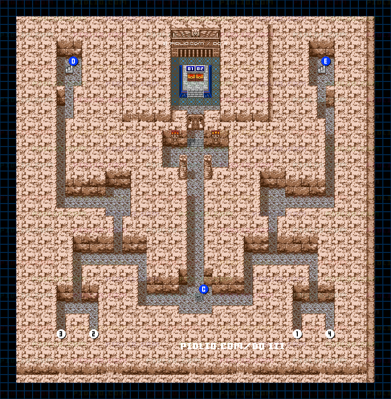 ピラミッド・3階のマップ画像 ／ GB版ドラゴンクエスト3攻略 ─ pidlio.com