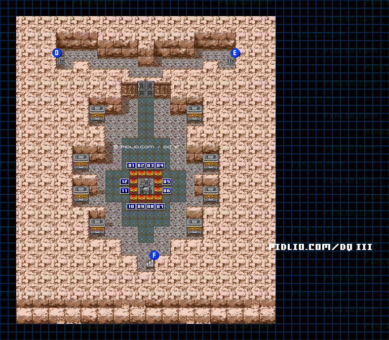 ピラミッド・4階のマップ画像 ／ GB版ドラゴンクエスト3攻略 ─ pidlio.com