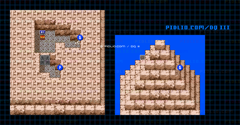 ピラミッド・5階・頂上のマップ画像 ／ GB版ドラゴンクエスト3攻略 ─ pidlio.com