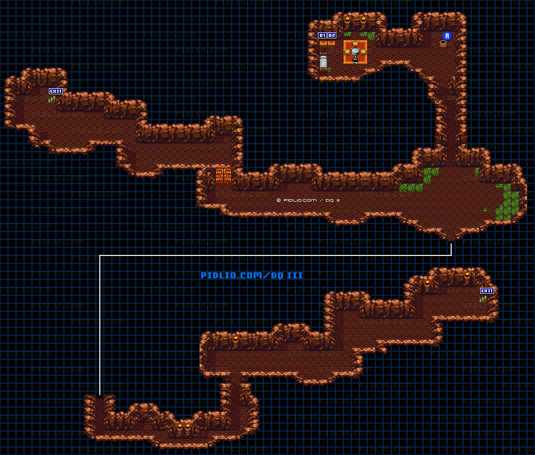 ノルドの洞窟・地下1階のマップ画像 ／ GB版ドラゴンクエスト3攻略 ─ pidlio.com