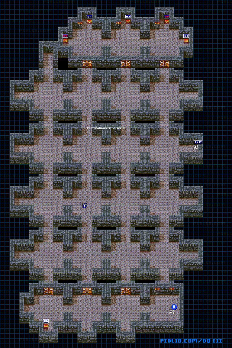 バハラタ東の洞窟・地下1階のマップ画像 ／ GB版ドラゴンクエスト3攻略 ─ pidlio.com