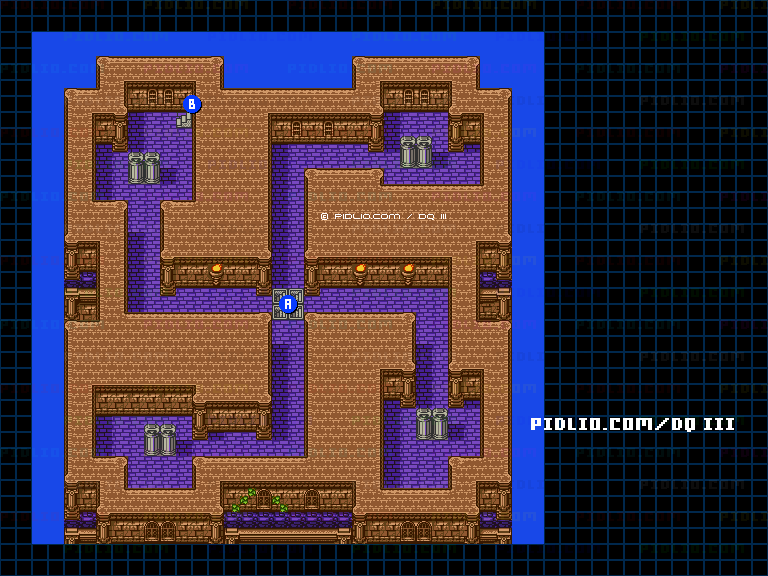 アープの塔・2階のマップ画像 ／ GB版ドラゴンクエスト3攻略 ─ pidlio.com