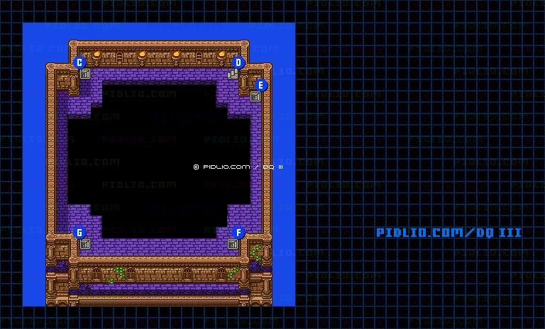 アープの塔・4階のマップ画像 ／ GB版ドラゴンクエスト3攻略 ─ pidlio.com