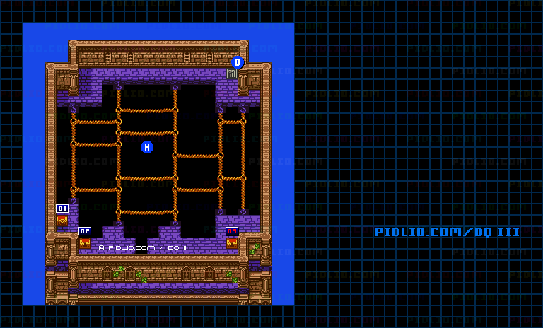 アープの塔・5階のマップ画像 ／ GB版ドラゴンクエスト3攻略 ─ pidlio.com