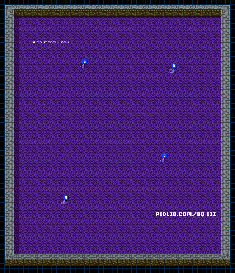 地球のへそ・地下2階のマップ画像 ／ GB版ドラゴンクエスト3攻略 ─ pidlio.com