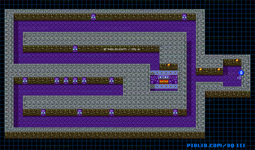 地球のへそ・地下3階のマップ画像 ／ GB版ドラゴンクエスト3攻略 ─ pidlio.com