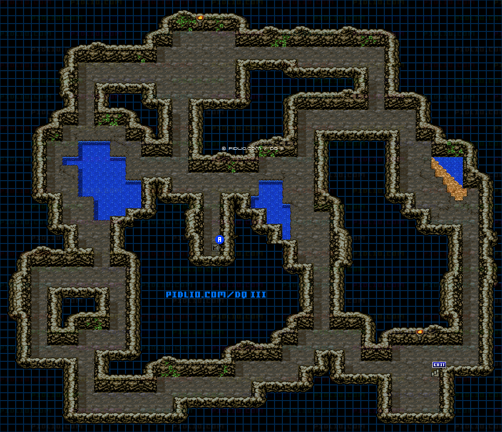 サマンオサ南の洞窟・地下1階のマップ画像 ／ GB版ドラゴンクエスト3攻略 ─ pidlio.com