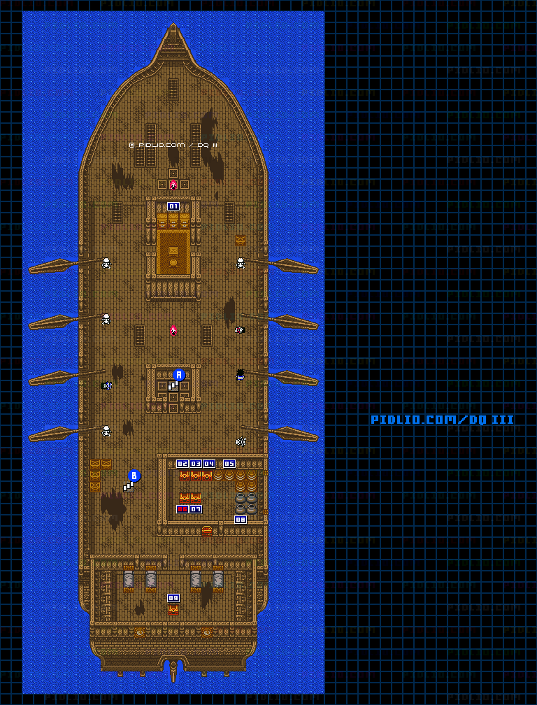 幽霊船・船内のマップ画像 ／ GB版ドラゴンクエスト3攻略 ─ pidlio.com