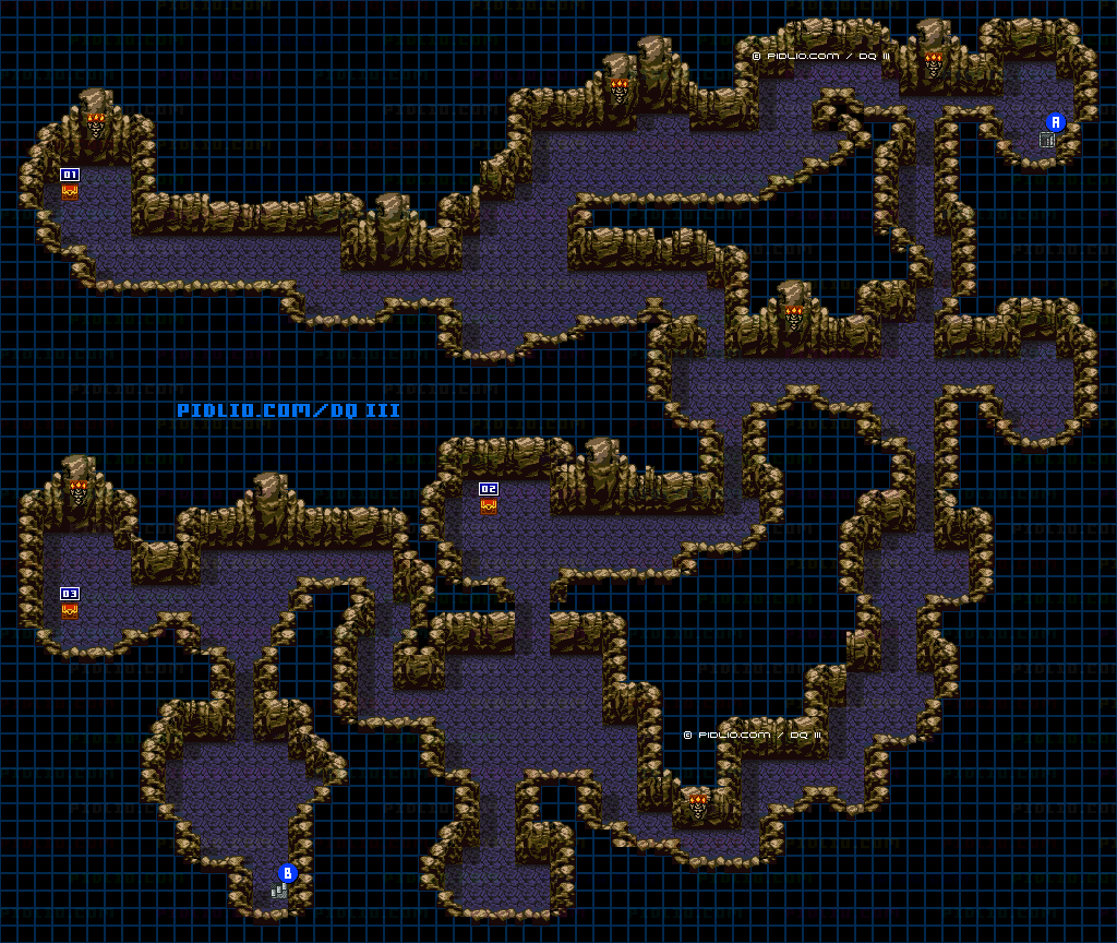 ネクロゴンドの洞窟・地下4階のマップ画像 ／ GB版ドラゴンクエスト3攻略 ─ pidlio.com