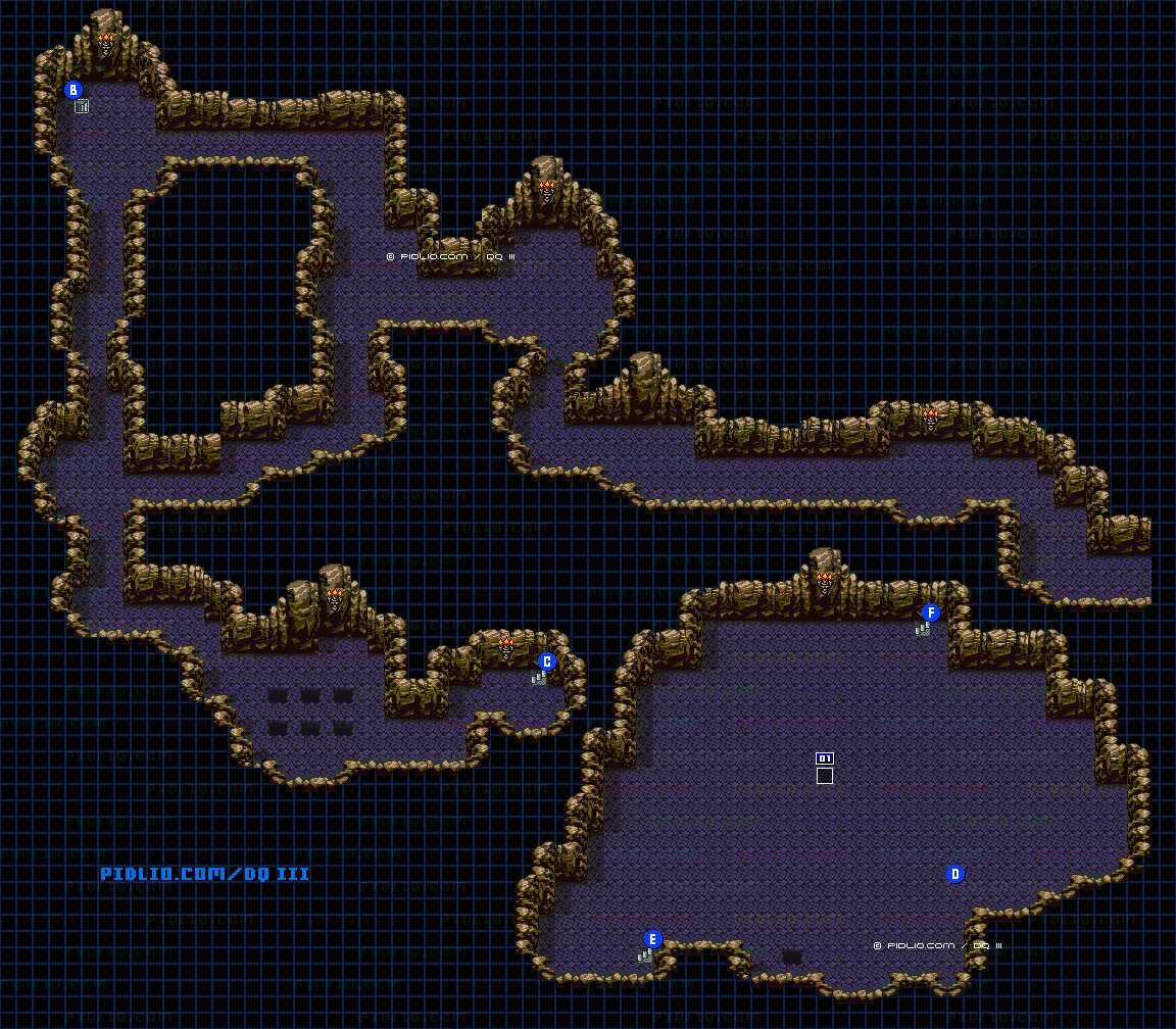 ネクロゴンドの洞窟・地下3階のマップ画像 ／ GB版ドラゴンクエスト3攻略 ─ pidlio.com