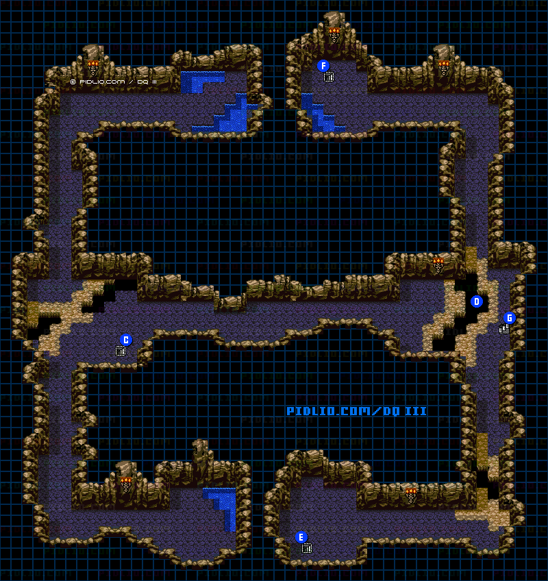 ネクロゴンドの洞窟・地下2階のマップ画像 ／ GB版ドラゴンクエスト3攻略 ─ pidlio.com