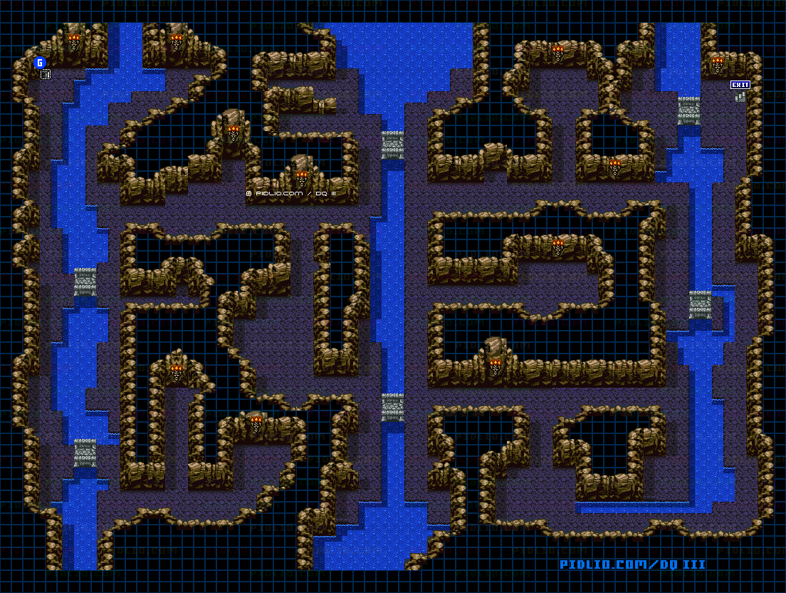 ネクロゴンドの洞窟・地下1階のマップ画像 ／ GB版ドラゴンクエスト3攻略 ─ pidlio.com