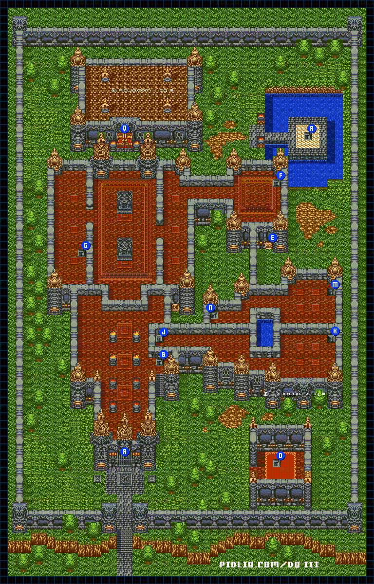 バラモス城・外観のマップ画像 ／ GB版ドラゴンクエスト3攻略 ─ pidlio.com