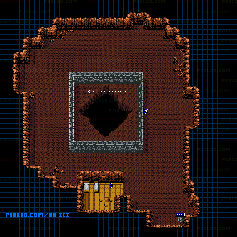 ギアガの大穴・崩壊前のマップ画像 ／ GB版ドラゴンクエスト3攻略 ─ pidlio.com